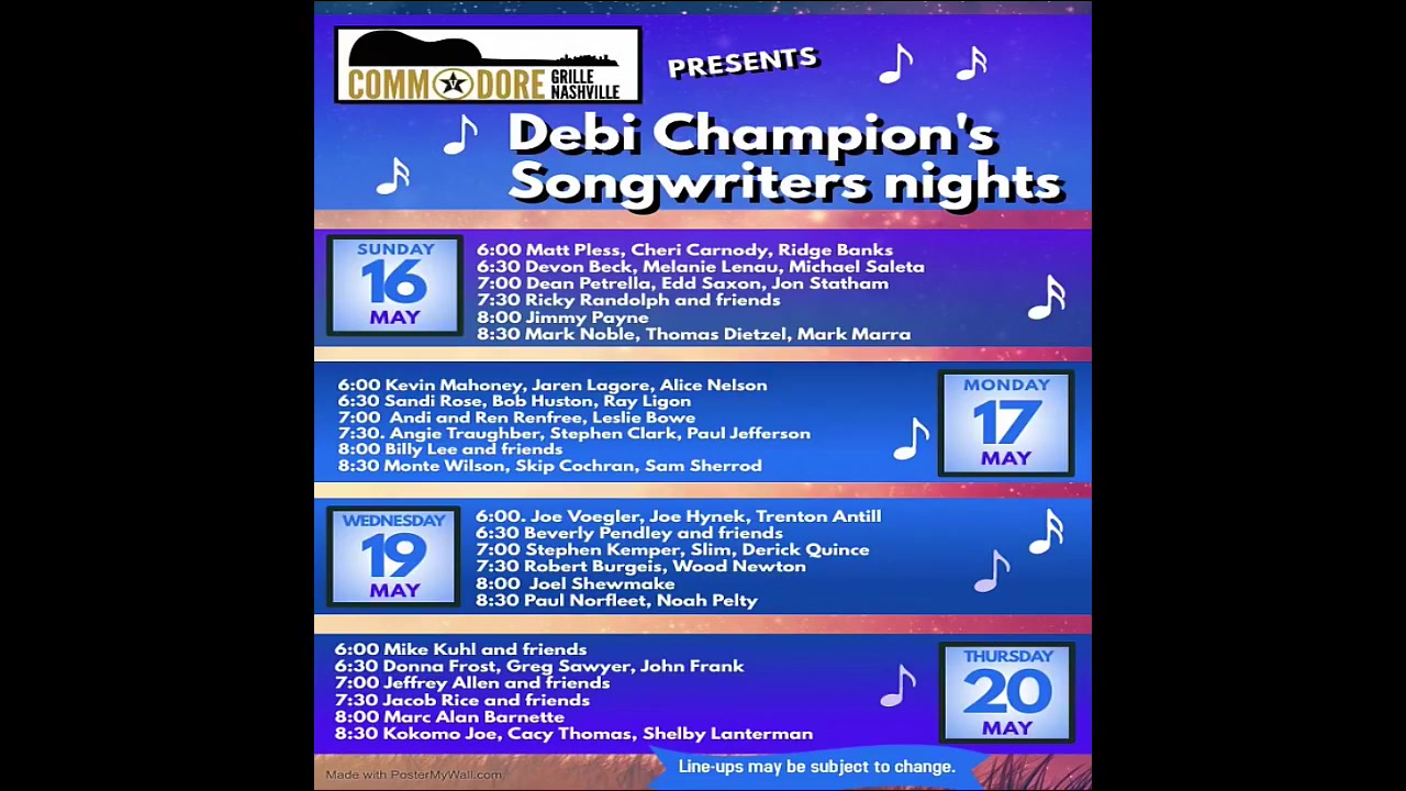 5/16/2021 - Debi Champion's Songwriters Night at the Commodore Grille