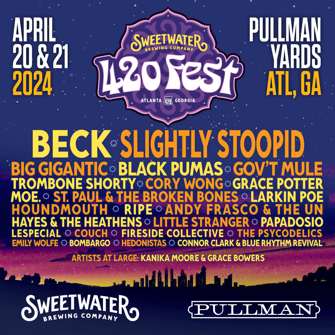 Lineup for 2024 SweetWater420 Fest at Pullman Yards April 20th and 21st in Atlanta, Georgia