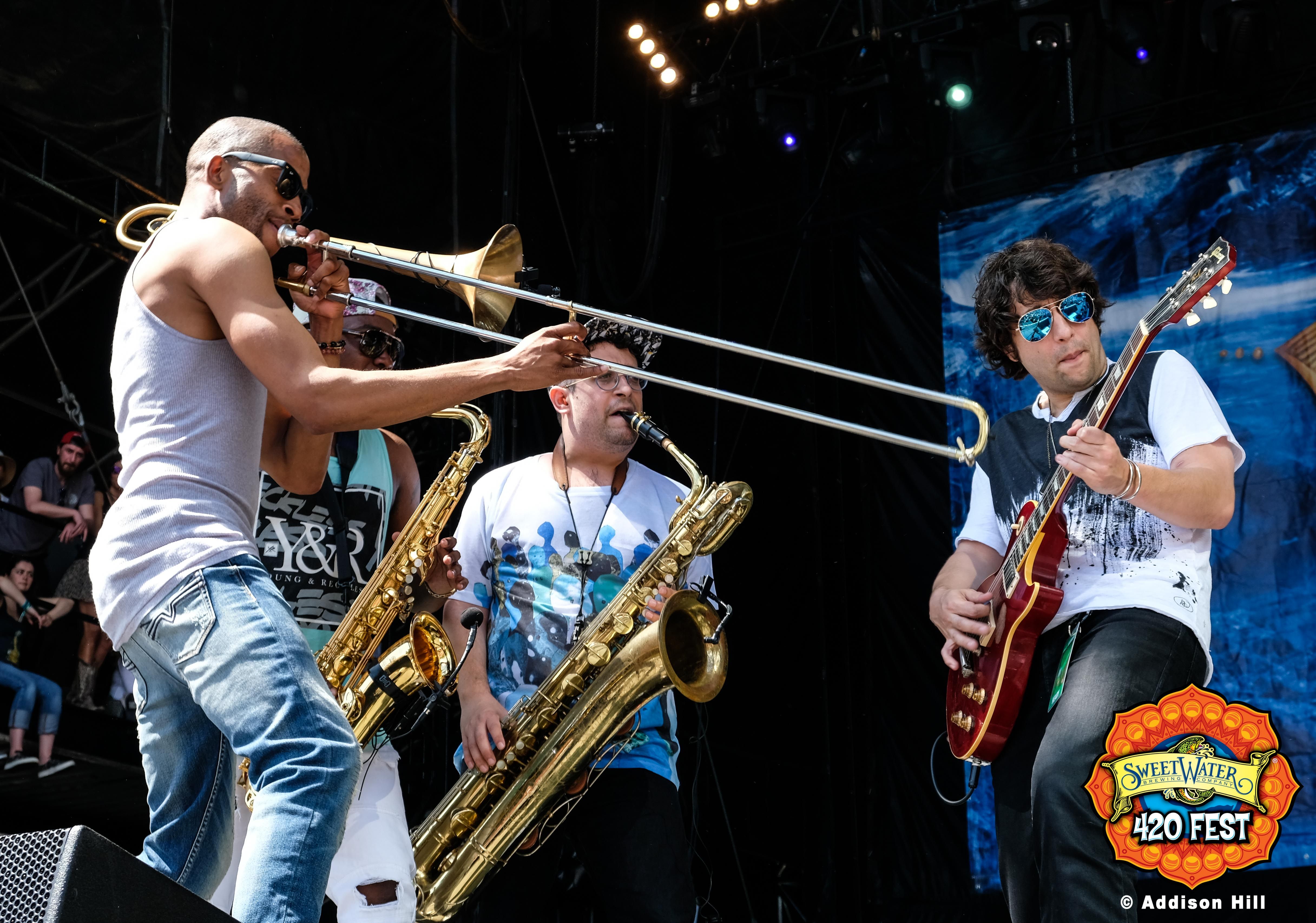 Trombone Shorty performing at the SweetWater 420 Festival in 2017 - Photo Credits: Addison Hill/Caren West PR