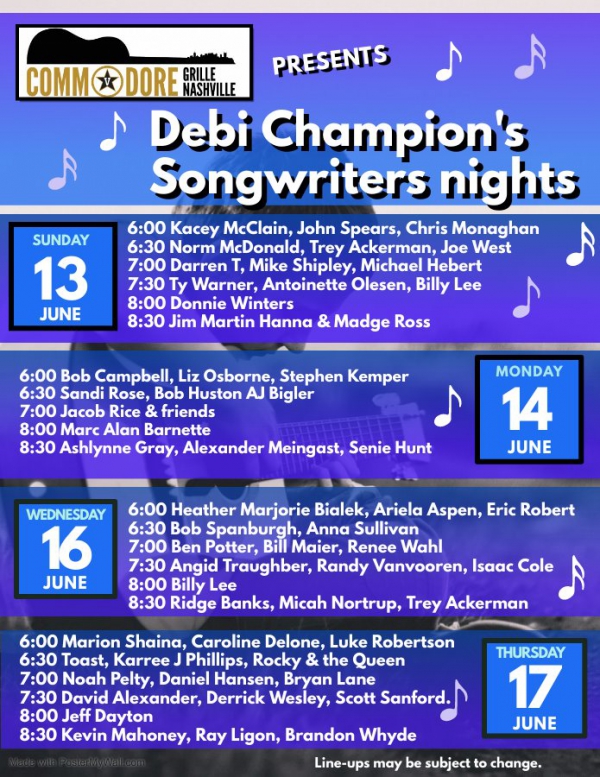 Songwriters Round at the Commodore Grille